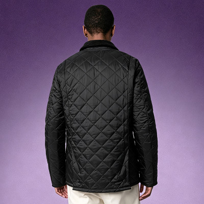 Men's Puff Corduroy Collar Quilted Jacket | Custom Jacket Manufacturer | Lightweight Button Up Coat