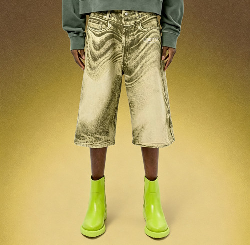 Custom Vintage Wide Leg Knee Shorts | Men's Acid Wash Denim Shorts | Y2K Baggy Knee Length Jorts