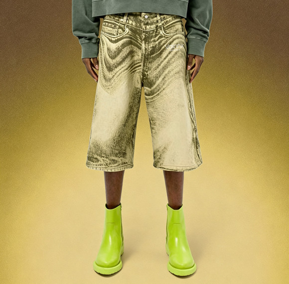 Custom Vintage Wide Leg Knee Shorts | Men's Acid Wash Denim Shorts | Y2K Baggy Knee Length Jorts