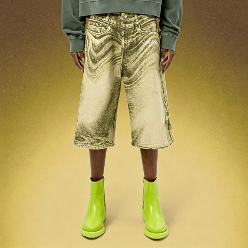 Custom Vintage Wide Leg Knee Shorts | Men's Acid Wash Denim Shorts | Y2K Baggy Knee Length Jorts