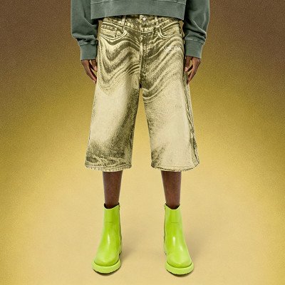 Custom Vintage Wide Leg Knee Shorts | Men's Acid Wash Denim Shorts | Y2K Baggy Knee Length Jorts
