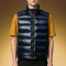 Custom Sleeveless Jacket | Glossy Stand Collar Padded Gilet | Men's Shiny Dark Navy Puffer Vest