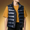 Custom Sleeveless Jacket | Glossy Stand Collar Padded Gilet | Men's Shiny Dark Navy Puffer Vest
