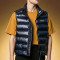 Custom Sleeveless Jacket | Glossy Stand Collar Padded Gilet | Men's Shiny Dark Navy Puffer Vest