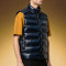 Custom Sleeveless Jacket | Glossy Stand Collar Padded Gilet | Men's Shiny Dark Navy Puffer Vest