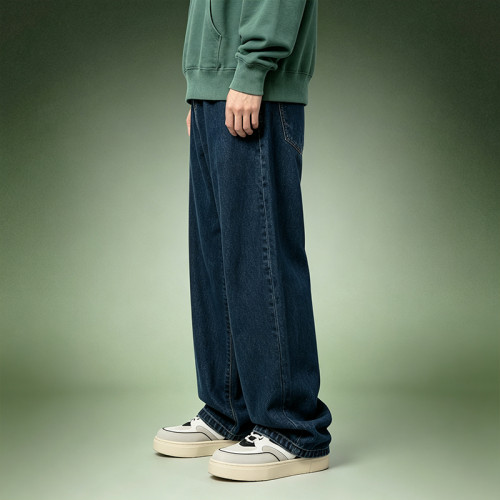 Custom Heavyweight High Waist Jeans | Men's Wide Leg Loose Jeans | Vintage Dark Wash Baggy Denim Trousers
