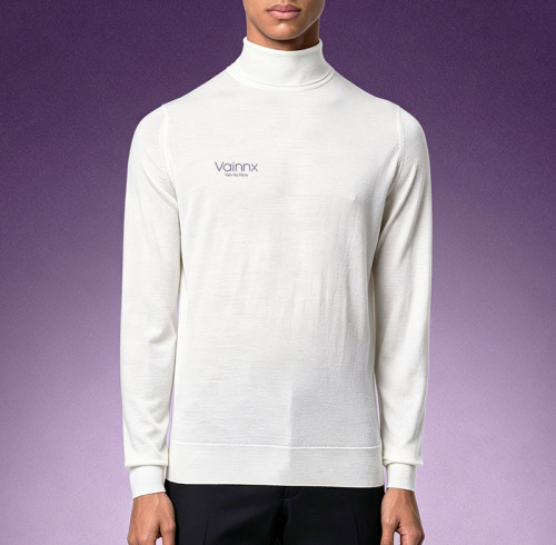 Custom Thermal Slim Fit Undershirt | Men's Pure Color Turtleneck Sweater | Fine Knit Roll Neck Pullover