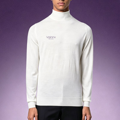 Custom Thermal Slim Fit Undershirt | Men's Pure Color Turtleneck Sweater | Fine Knit Roll Neck Pullover