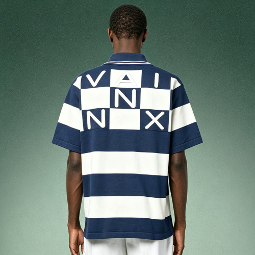 Custom Striped Polo Shirt | DTG Print Streetwear Short Sleeve Shirt | Relaxed Fit Tipped Collar Polo Top
