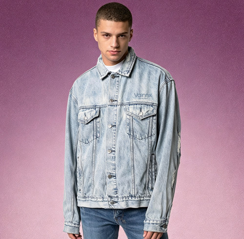 Custom Oversized Jean Jacket | Men's Distressed Denim Jacket | Vintage Acid Wash Trucker Jacket