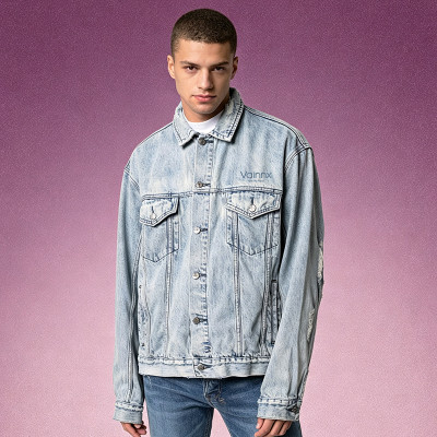 Custom Oversized Jean Jacket | Men's Distressed Denim Jacket | Vintage Acid Wash Trucker Jacket