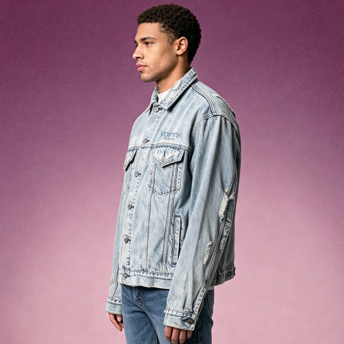 Custom Oversized Jean Jacket | Men's Distressed Denim Jacket | Vintage Acid Wash Trucker Jacket