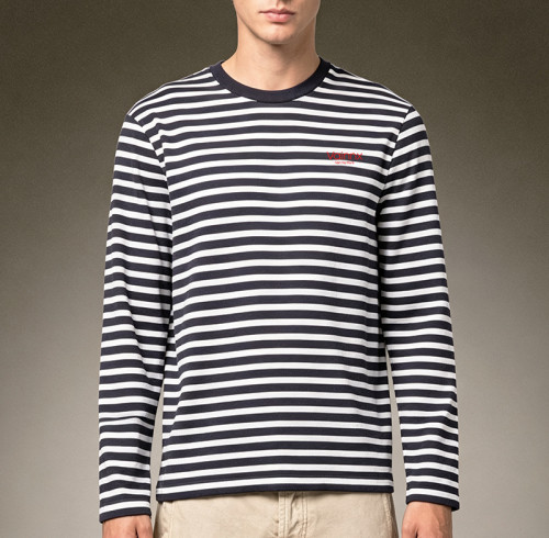 Custom Heavy Cotton Slim Fit T-shirt | Stripe Long Sleeve T-shirt | Streetwear Clean Fit Top