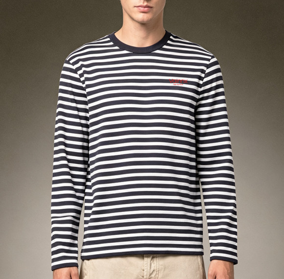 Custom Heavy Cotton Slim Fit T-shirt | Stripe Long Sleeve T-shirt | Streetwear Clean Fit Top