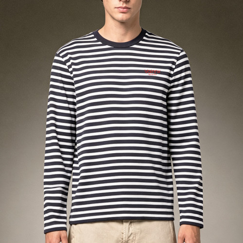 Custom Heavy Cotton Slim Fit T-shirt | Stripe Long Sleeve T-shirt | Streetwear Clean Fit Top