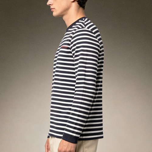 Custom Heavy Cotton Slim Fit T-shirt | Stripe Long Sleeve T-shirt | Streetwear Clean Fit Top