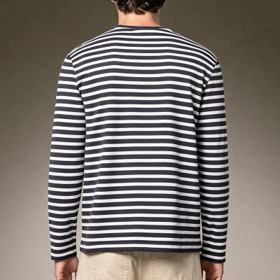 Custom Heavy Cotton Slim Fit T-shirt | Stripe Long Sleeve T-shirt | Streetwear Clean Fit Top