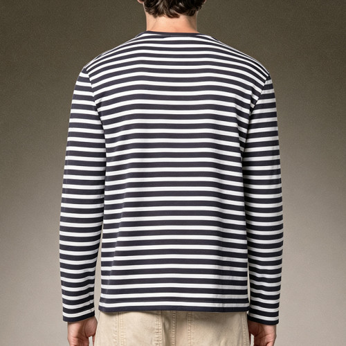 Custom Heavy Cotton Slim Fit T-shirt | Stripe Long Sleeve T-shirt | Streetwear Clean Fit Top