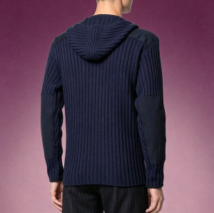 Custom High Quality Patchwork Sweater | Heavyweight Ribbed Hooded Knit Sweater | Men's Old Money Style Sweater