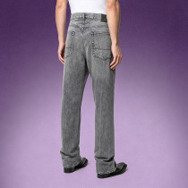 Custom Patchwork Denim Trousers | Vintage Washed Workwear Pants | Baggy Streetwear Straight Jeans