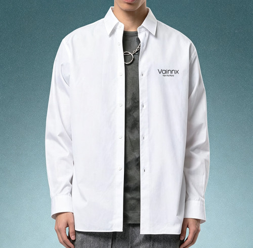 Custom Logo Oversized Button Down Shirt | Casual Boxy Work Shirt | Men's Premium Cotton Shirt