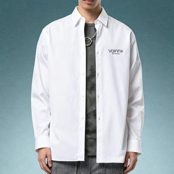 Custom Logo Oversized Button Down Shirt | Casual Boxy Work Shirt | Men's Premium Cotton Shirt