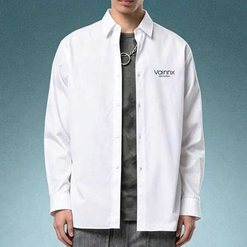 Custom Logo Oversized Button Down Shirt | Casual Boxy Work Shirt | Men's Premium Cotton Shirt