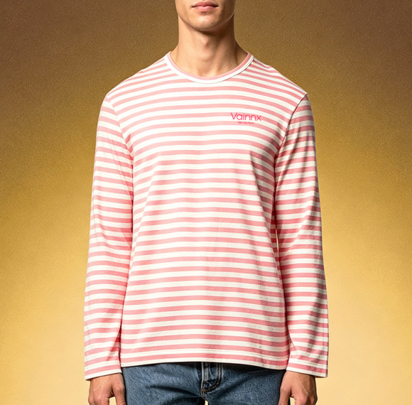 Custom Heavyweight Cotton Slim Fit T-shirt | Stripe Long Sleeve Causal T-shirt | Streetwear Apparel Supplier