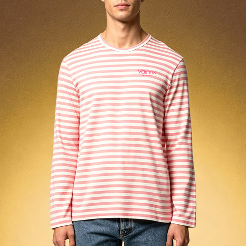 Custom Heavyweight Cotton Slim Fit T-shirt | Stripe Long Sleeve Causal T-shirt | Streetwear Apparel Supplier