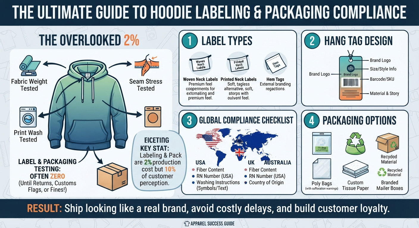 Woven clothing labels, hang tags and branded packaging for streetwear garments