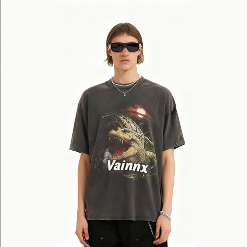 Custom Cotton Fabric Acid Wash T-shirt | DTG Print High Quality Long Sleeve | Plain Blank T-shirt