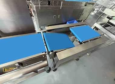 The upper and lower flip rejection device and the checkweigher work together