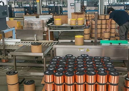 Enameled wire weighing, labeling and coding production line