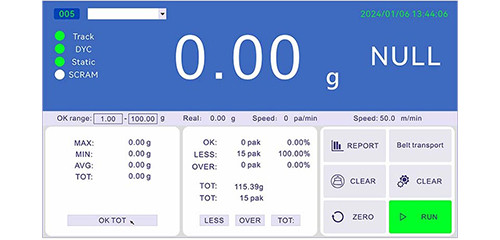 Smart Touchscreen Control of high speed checkweighers