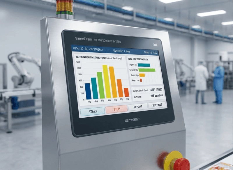 HMI Touch Screen of a SameGram Weigh Sorting Machine