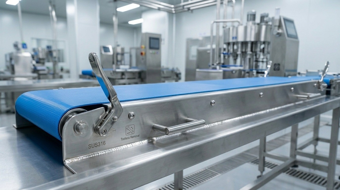 Conveyor Assembly of a Sanitary Industrial Checkweigher