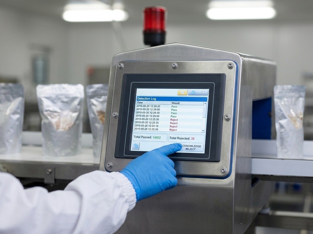 Touchscreen control and reject data logging on a SameGram metal inspection system