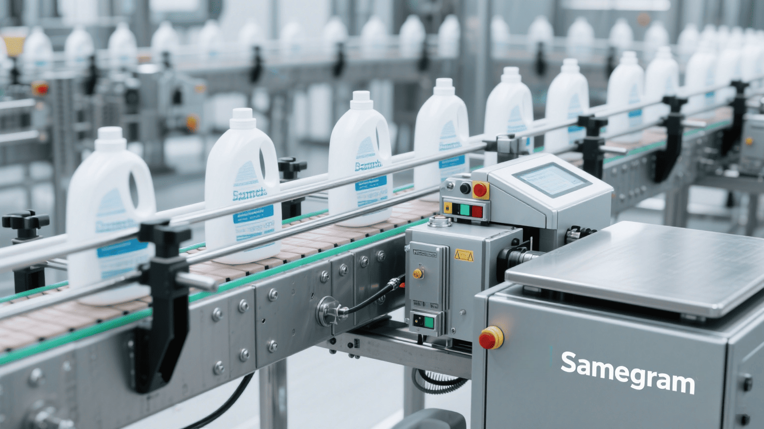 Modern Dishwashing Liquid Production Line Integrated with a Samegram Checkweigher