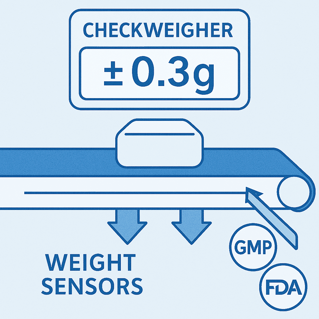 Weight Sensors Detecting a Product on a Conveyor