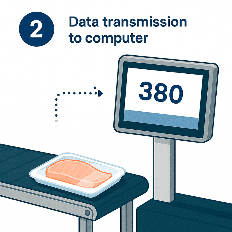 Weigh Price Labeller Workflow, Data Transmission to Computer