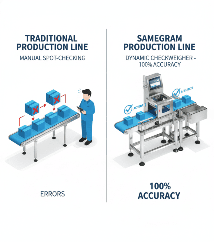 Dynamic Checkweigher Compare with Manual Spot-Checking