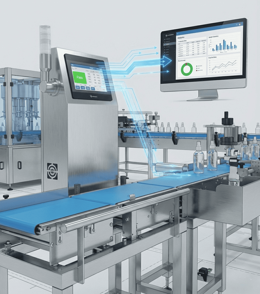 Samegram Checkweigher Connected Other Machines in a Production Line