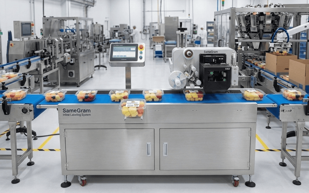 SameGram Labeling Machine Applying Pre-Cut Fruit Facility