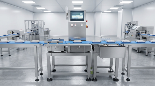 Stainless Steel Checkweigher System Integrated into Automated Production Line