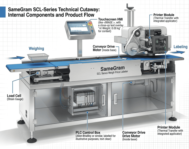 Internal Components of a Samegram Weigh Price Labeler