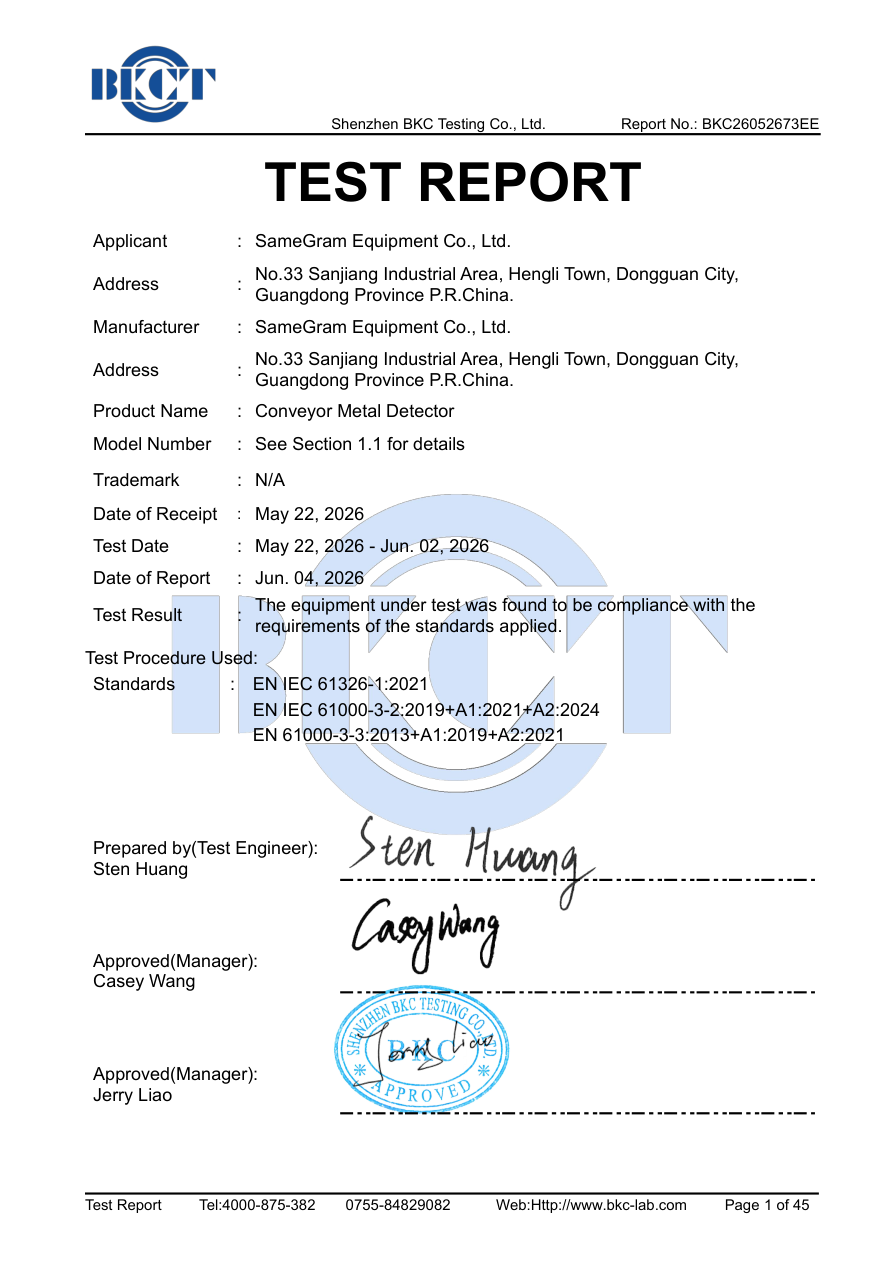 CE EMC Test Report — BKC26052580EE