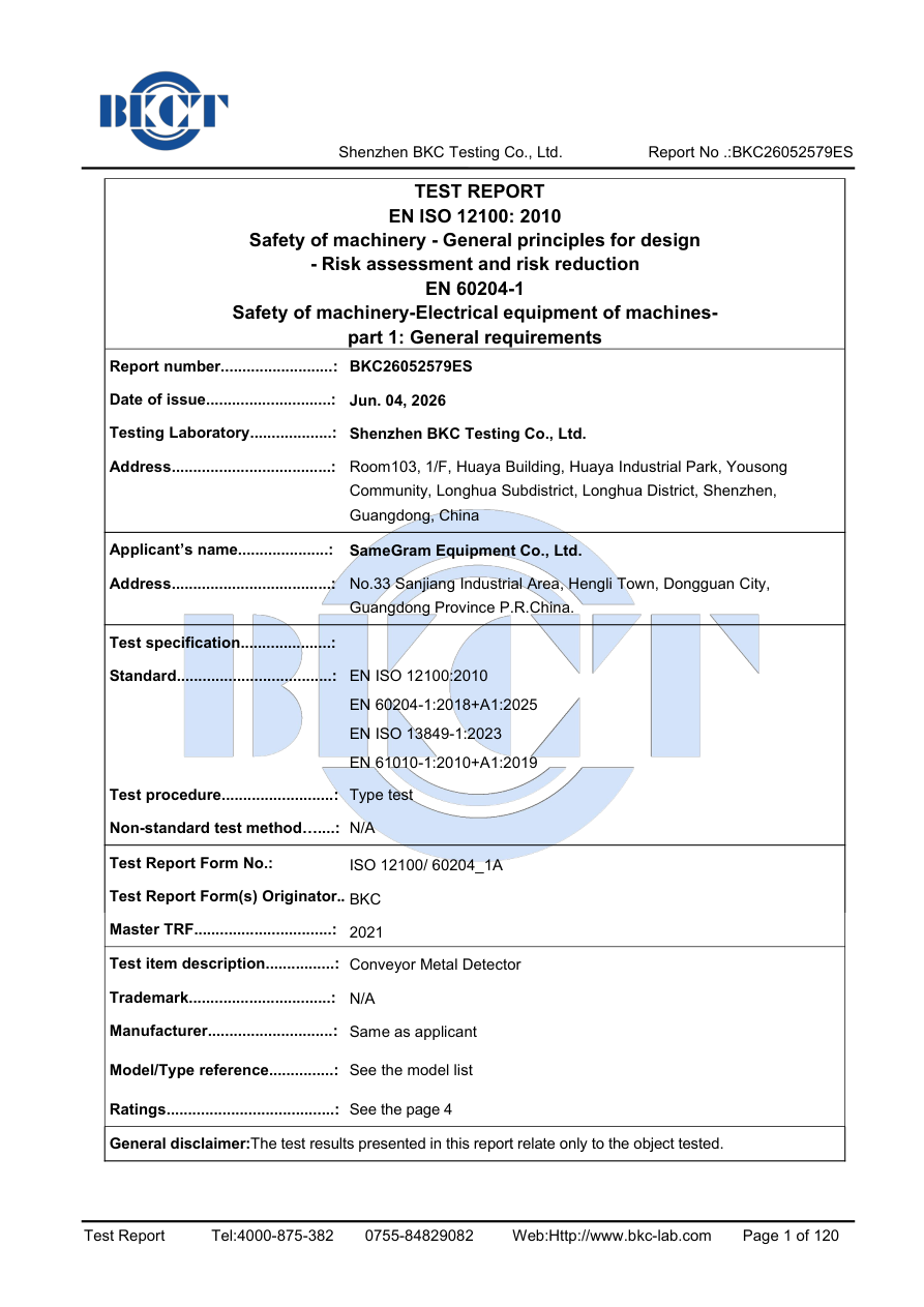 CE MD + LVD Test Report — BKC26052579ES