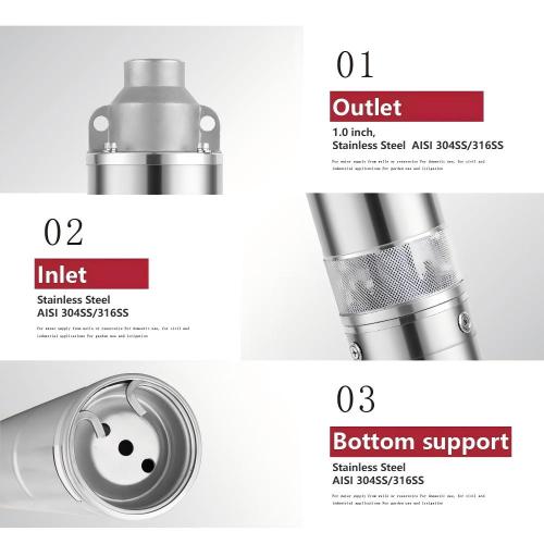 S4PC-4 Inch Solar Submersible Borehole Pump Plastic Impeller with MPPT Controller