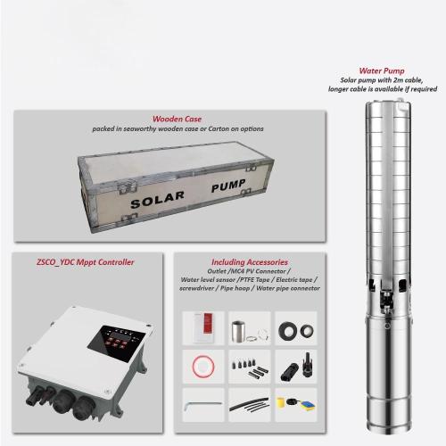 S4SC-4 Inch Solar Submersible Borehole Pump Stainless Steel Impeller Pump with MPPT Controller
