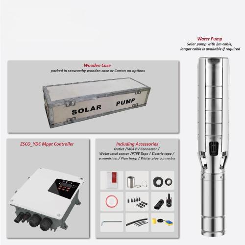 S4/6SC-4/6 inch Solar-Powered Centrifugal Submersible Borehole Pump Stainless Steel Impeller Pump with MPPT Controller